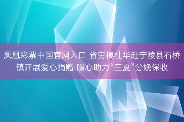 凤凰彩票中国官网入口 省劳模杜华赴宁陵县石桥镇开展爱心捐赠 暖心助力“三夏”分娩保收