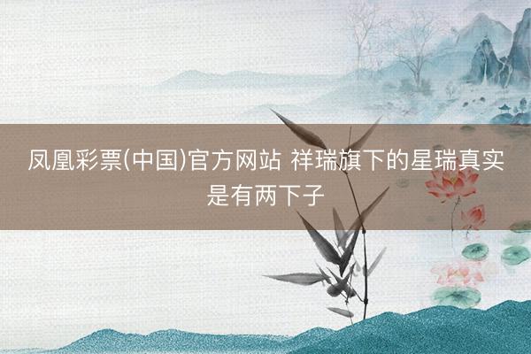 凤凰彩票(中国)官方网站 祥瑞旗下的星瑞真实是有两下子