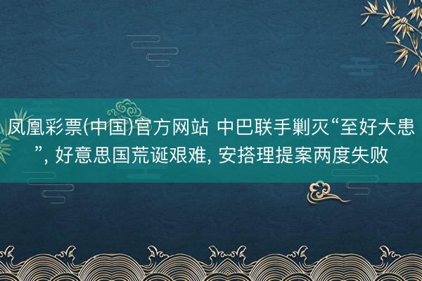 凤凰彩票(中国)官方网站 中巴联手剿灭“至好大患”， 好意思国荒诞艰难， 安搭理提案两度失败