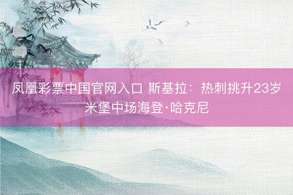 凤凰彩票中国官网入口 斯基拉：热刺挑升23岁米堡中场海登·哈克尼