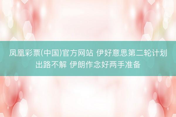 凤凰彩票(中国)官方网站 伊好意思第二轮计划出路不解 伊朗作念好两手准备