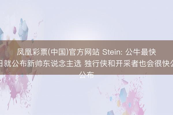 凤凰彩票(中国)官方网站 Stein: 公牛最快来日就公布新帅东说念主选 独行侠和开采者也会很快公布